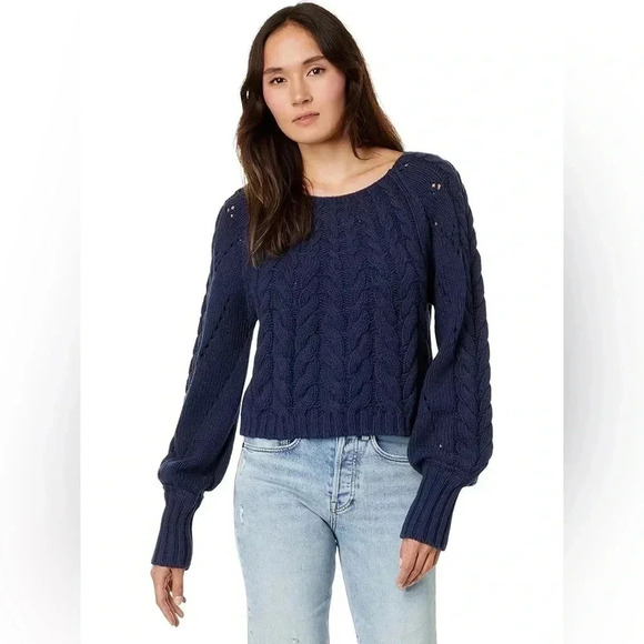 Free People Navy Cable Knit Sweater - Picture 9 of 9